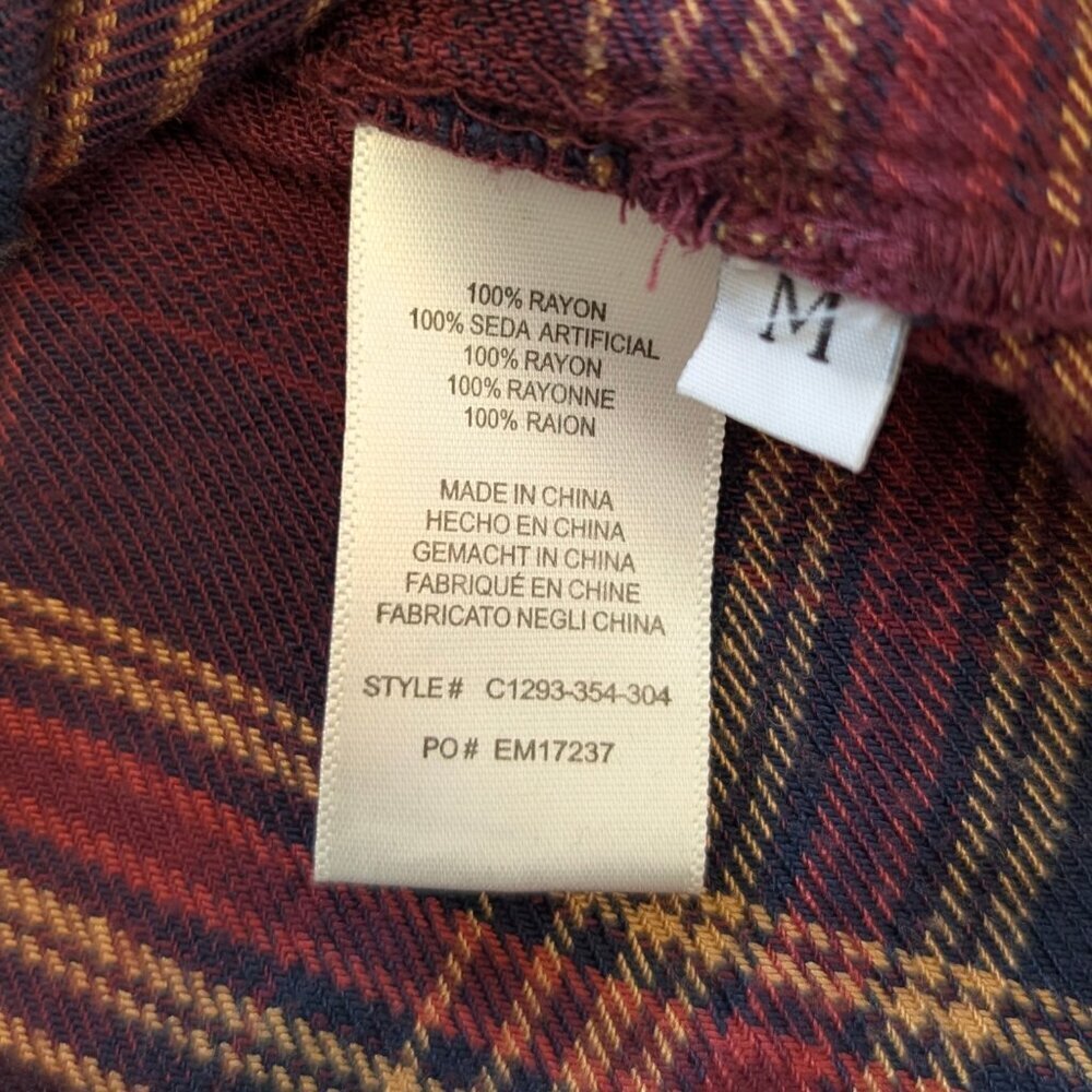Cloth & Stone Red Plaid Off-Shoulder Top - Picture 7 of 7